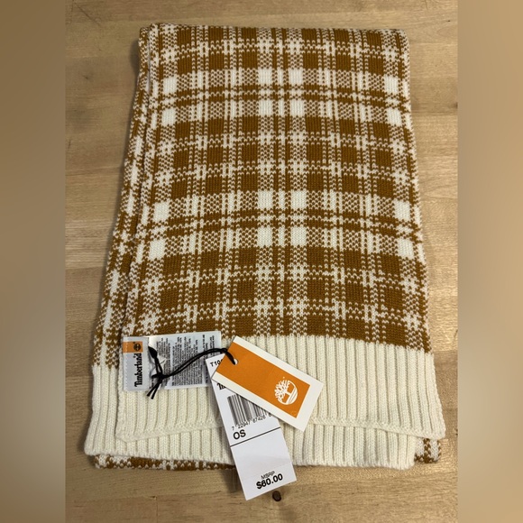 NWT Timberland Brown and White Plaid Scarf - Picture 1 of 5